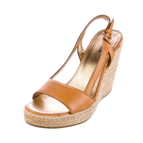Prada Espadrille Wedge Sandals, Tan/Brown, Size 38.5 (US 8.5) - Picture 1 of 9